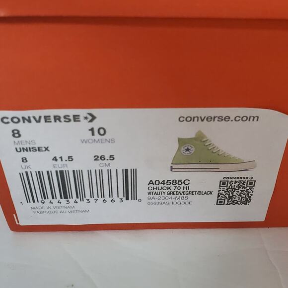 NIB Converse Chuck 70 Canvas Hi Vitality Green Egret Black Size 10/8 - Picture 12 of 12
